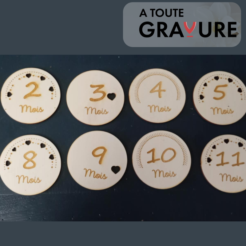 Cartes étapes bébé en bois Design Chiffres