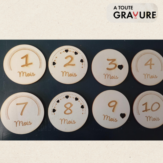 Cartes étapes bébé en bois Design Chiffres