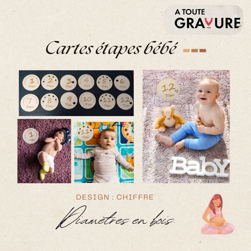 Cartes étapes bébé en bois Design Chiffres