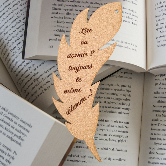Marque-page en liège – "Lire ou dormir?"