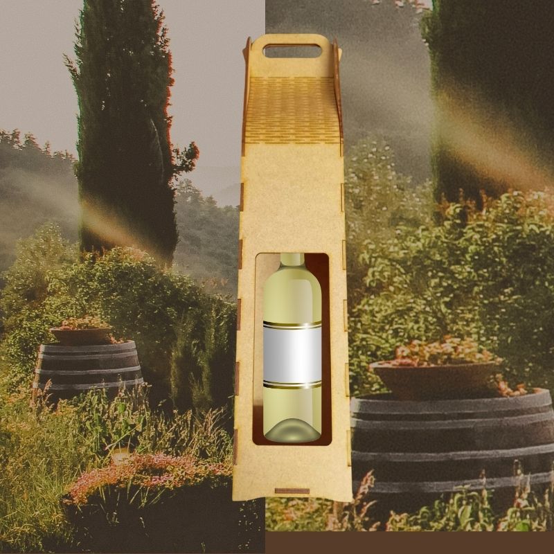 Coffret bouteille de vin en bois gravé – Personnalisable