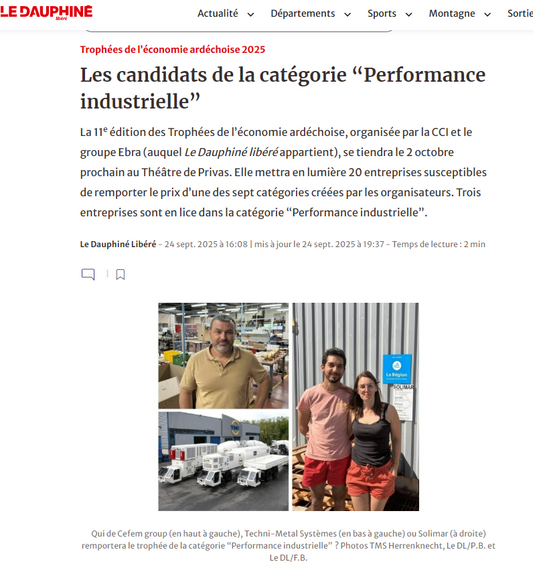 🏆 SOLIMAR en lice pour les Trophées de l’économie ardéchoise 2025