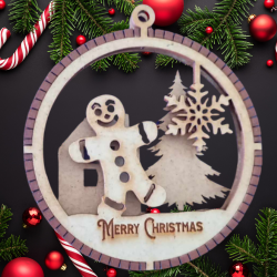 Boule de Noël 3D en bois – Petit biscuit & flocon ❄️