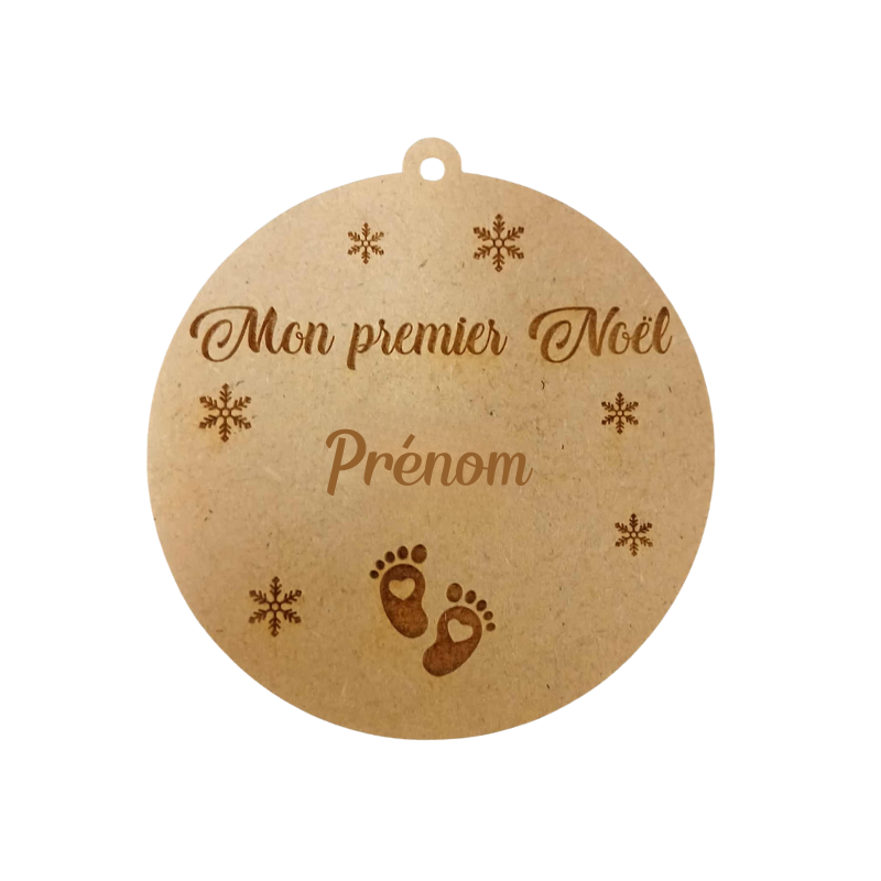 Boule de Noël personnalisée en bois – Mon premier Noël avec prénom 👶✨
