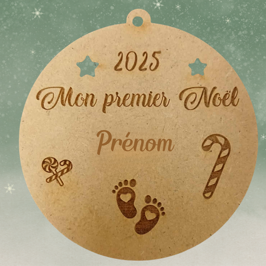 Boule de Noël – Mon premier Noël 2025 avec sucreries et prénom 👶🎄