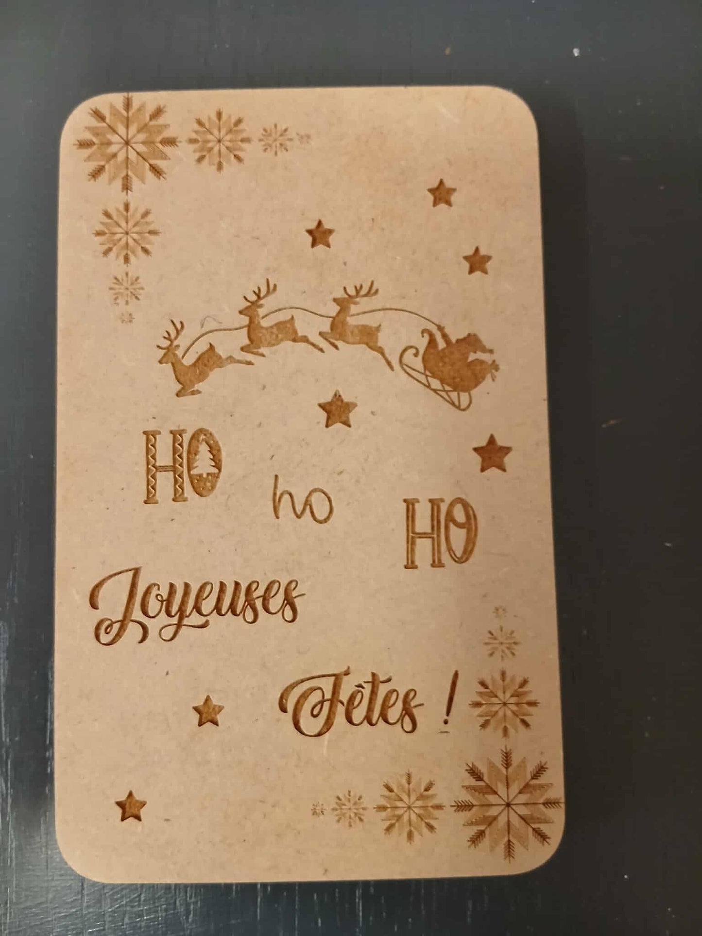 Boîte à billet ou carte cadeau en bois – Gravure “Ho Ho Ho – Joyeuses Fêtes” 🎁