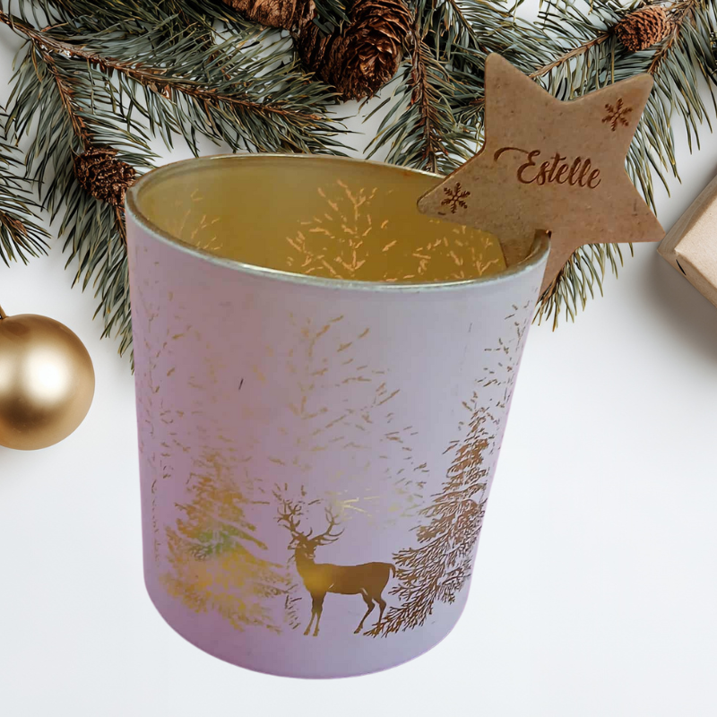 Marque-place étoile flocons à clipser sur verre – Bois personnalisé