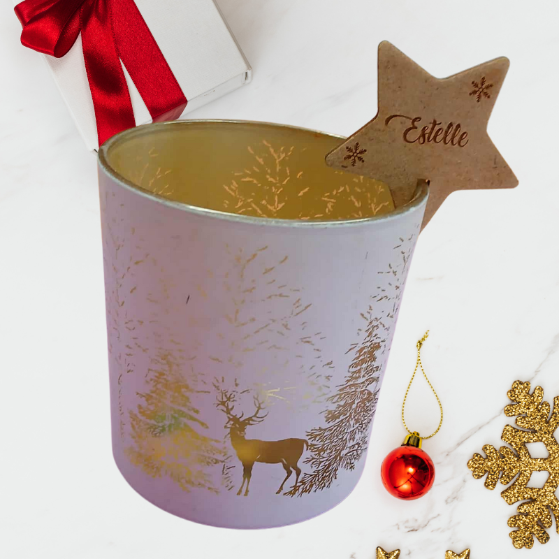 Marque-place étoile flocons à clipser sur verre – Bois personnalisé