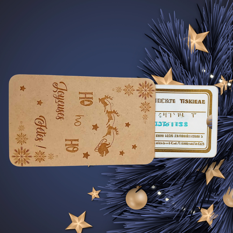 Boîte à billet ou carte cadeau en bois – Gravure “Ho Ho Ho – Joyeuses Fêtes” 🎁