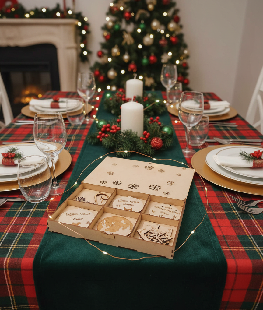 Coffret de rangement boules de Noël “Merry Christmas” – Boîte vide à remplir