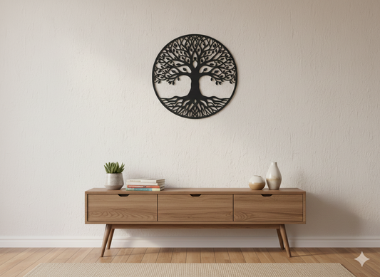 Arbre de Vie mural en MDF noir