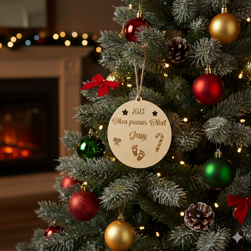 Boule de Noël – Mon premier Noël 2025 avec sucreries et prénom 👶🎄
