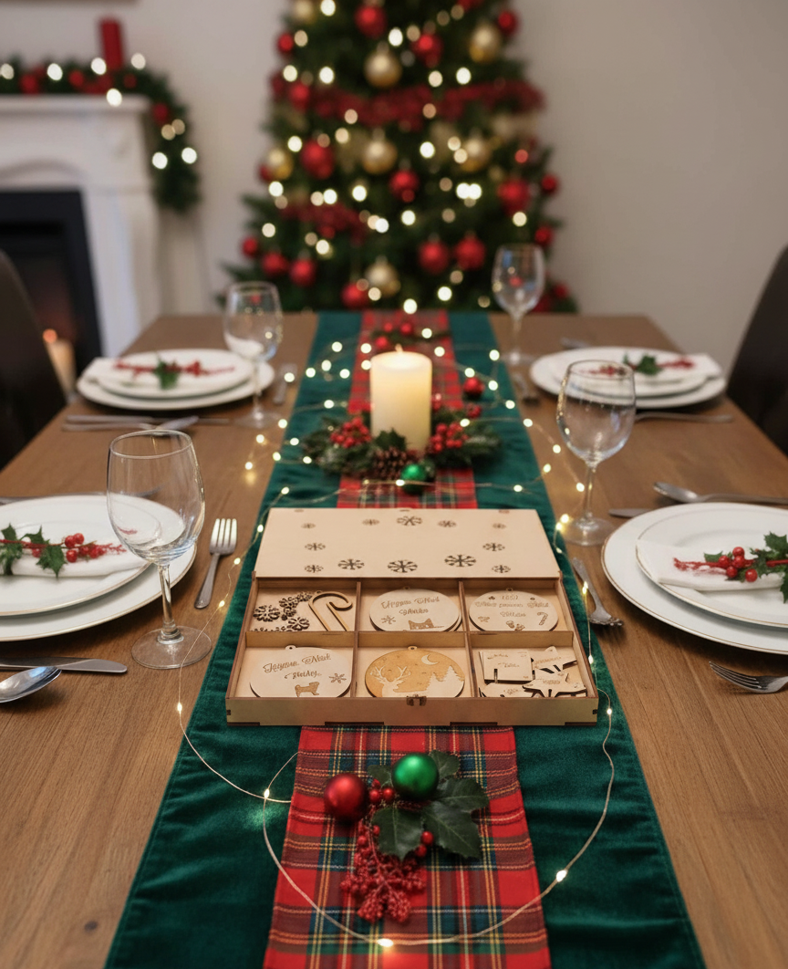 Coffret de rangement boules de Noël “Merry Christmas” – Boîte vide à remplir