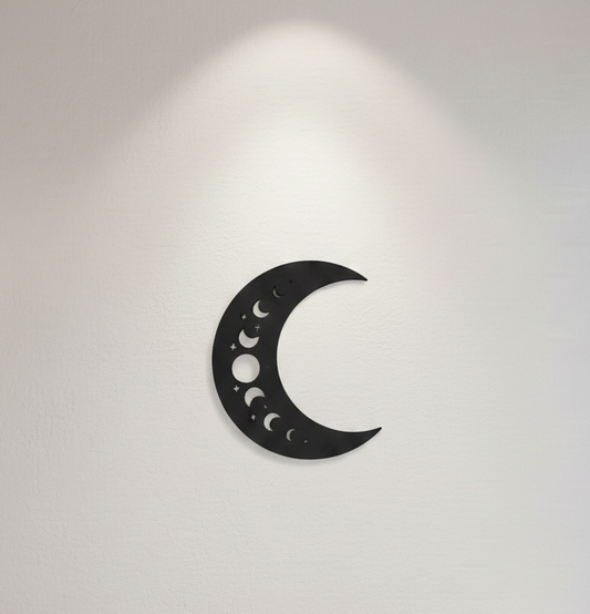 🌙 Décoration murale Phase de Lune – MDF noir 3 mm